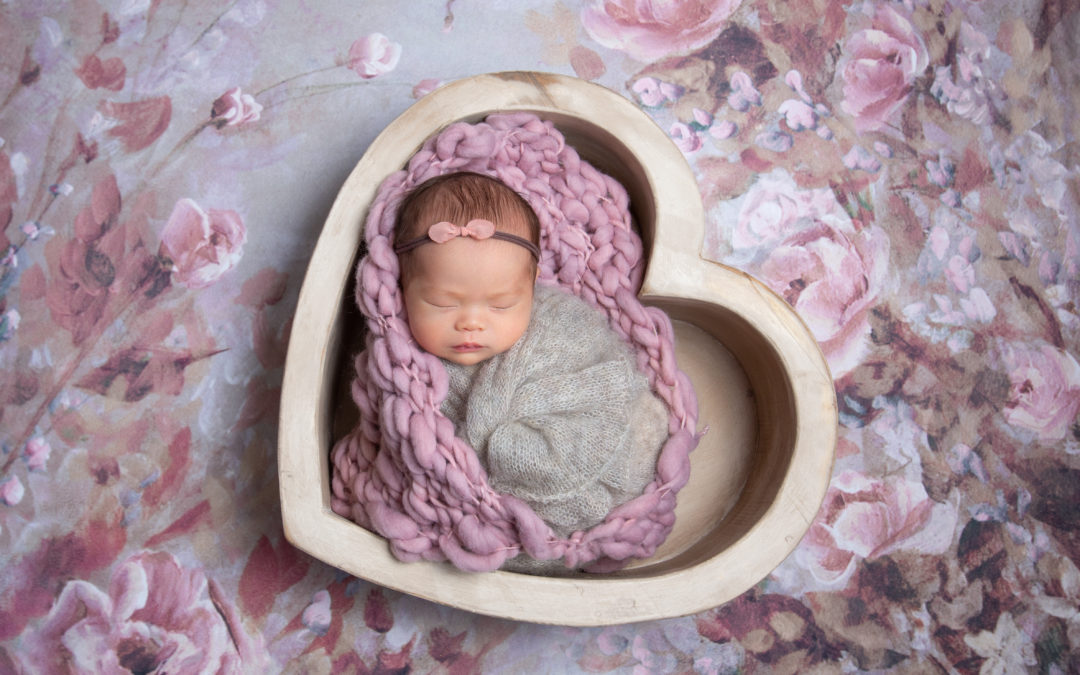 Los Angeles newborn in heart bowl Equipment We Use to Photograph Posed Newborn Sessions